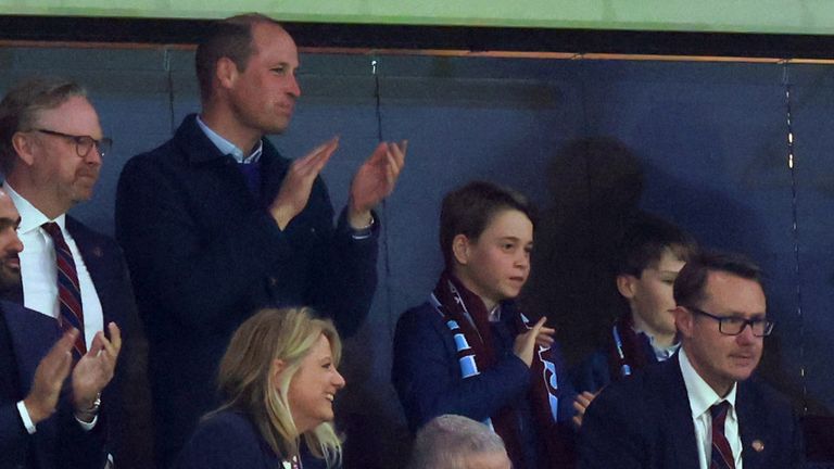 Prince William and George seen at Aston Villa match in their first public appearance since Kates cancer announcement